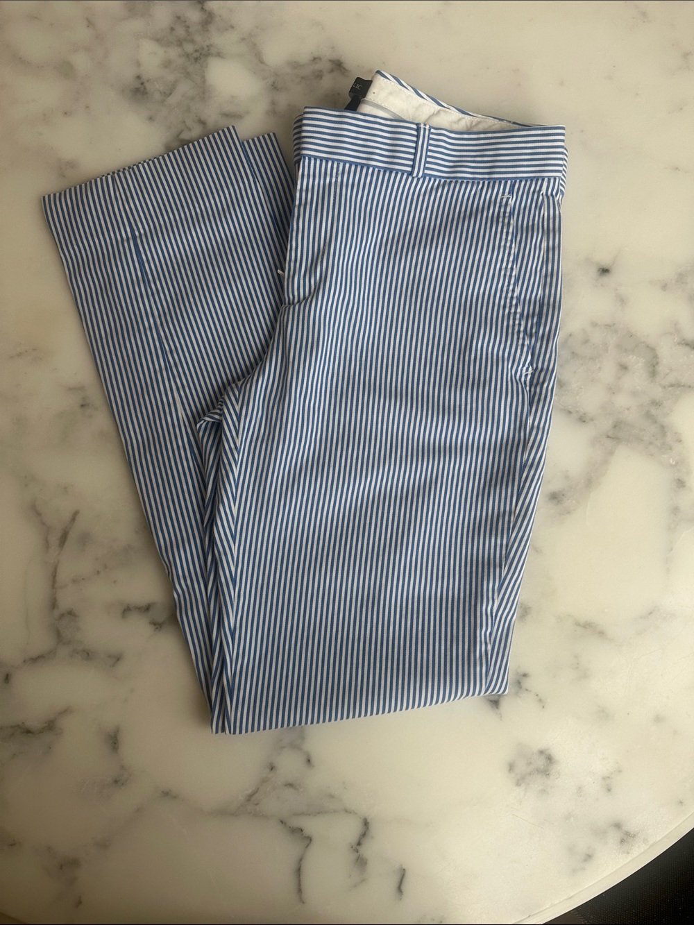 Banana Republic Blue & White Vertical Stripe Cropped Pants